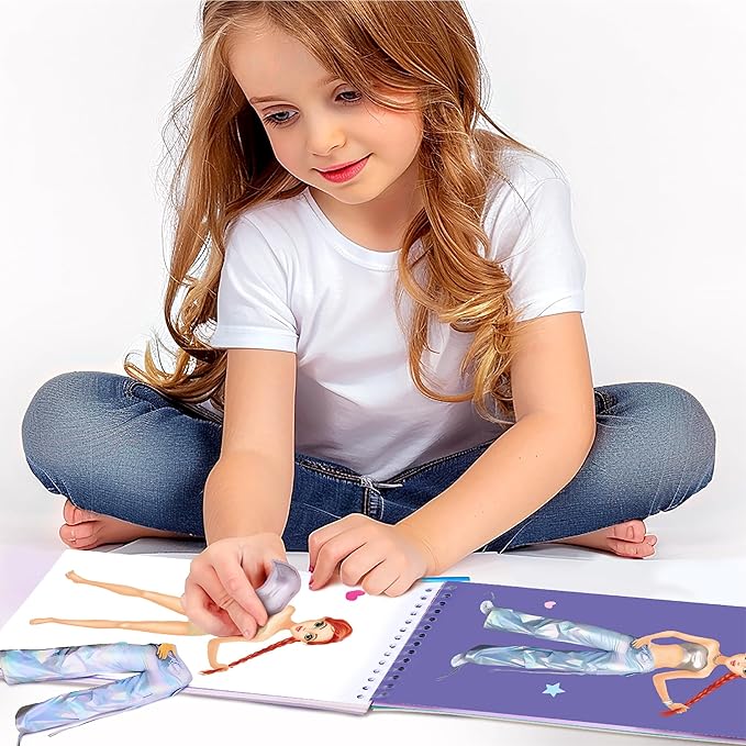 Sticker Dress-Up Dancers. Sticker Activity Book for Kids. Learn Girls Fashion Design, Dancer Poses with Sticker, and Guide for Kids 5 and up. Girls Fashion Paper Dolls Dress up Games