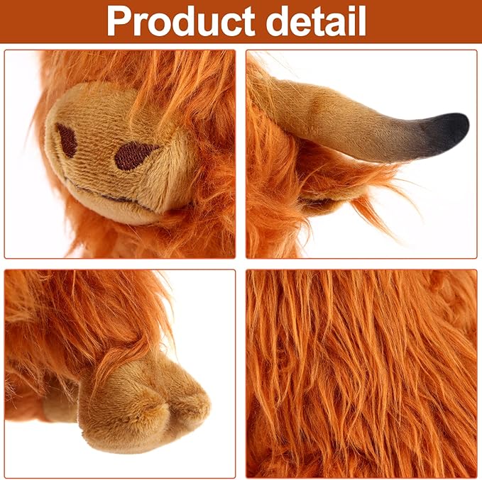 Highland Cow Stuffed Animals Plush Toy Fluffy Bull Animal Doll 10 inch