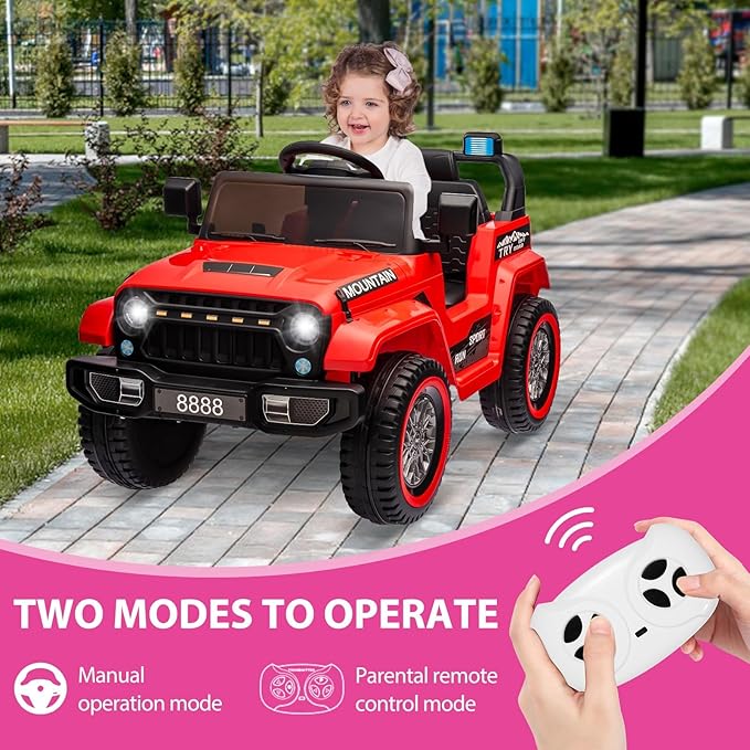 Hetoy Kids Ride On Truck Car, 12V Battery Powered Electric Car w/Parent Remote Control 3 Speeds,