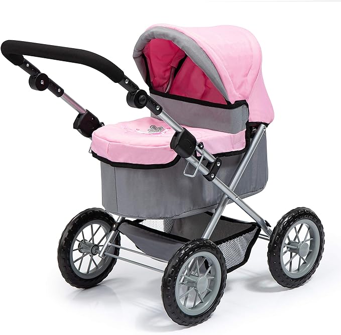 Bayer Design Baby Doll Trendy Pram in Grey/Pink, 67 x 41 x 68 centimeters 1300800