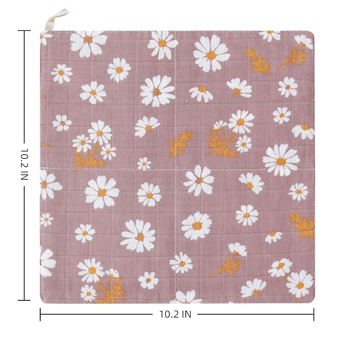 LifeTree Baby Muslin Washcloths, Soft 6 Pack Baby Wash Cloths Unisex for Boys Girls 70% Viscose 30% Cotton 10.2x10.2 inches
