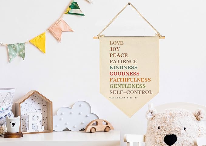 Love Joy Peace Patience-Bible Verse Decor-Scripture Flag Sign Gifts