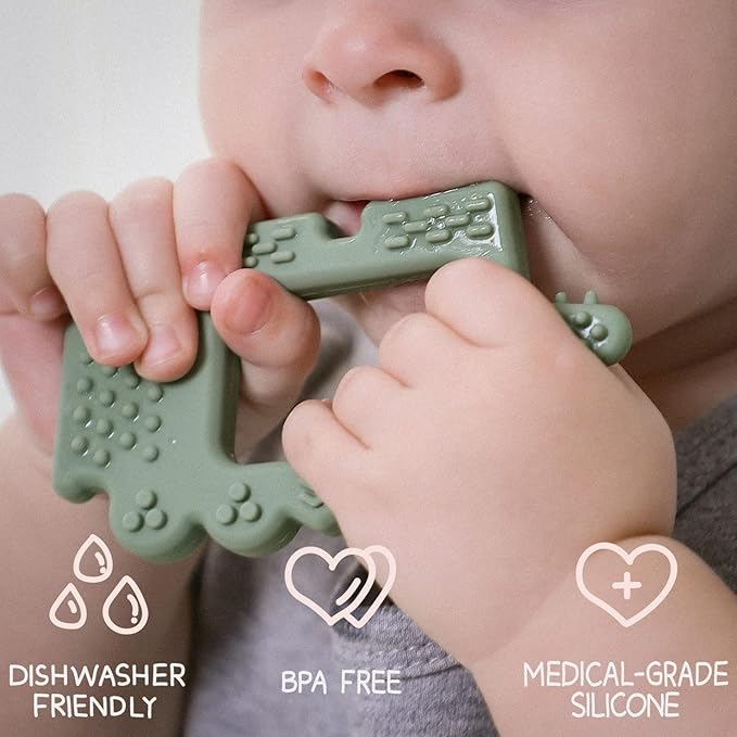 Moonkie Teething Toy, Safe & Easy to Hold BPA Free Silicone Baby Soothing Teethers 0-6 6-12