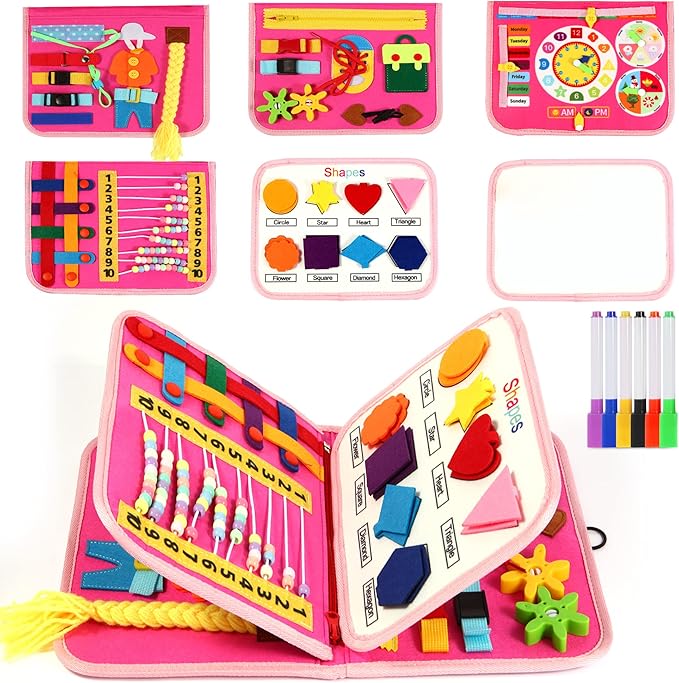 Busy Board for Toddlers, Montessori Toys Developing Sensory Activity Book 3-12 Year