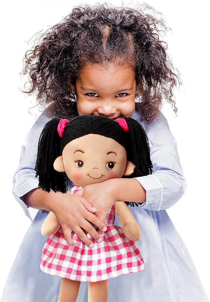 Linzy Toys, 16'' Crystal Soft Plush Black Rag Doll for Girl