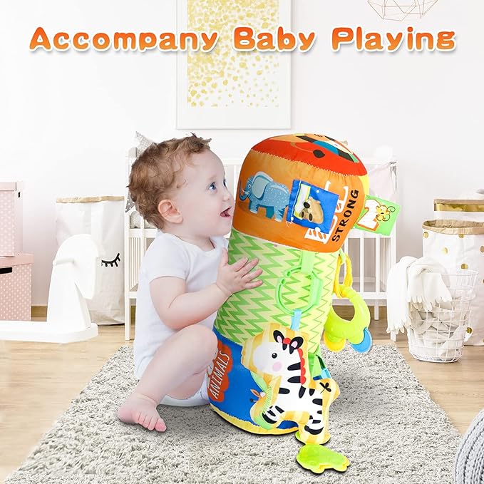 HISTOYE Baby Tummy Time Pillow Toy with Detachable Rattles Crawling 3-6 Months 6-12 Months 0 3 6 9 12 Months