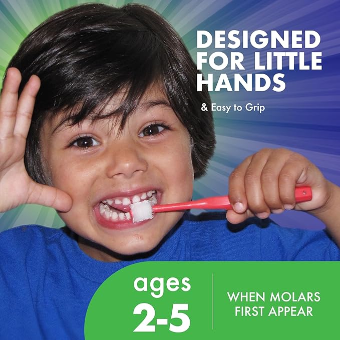 Brilliant Oral Care Child Toothbrush with Soft Bristles and Round Head, for a Kid Approved, Easy to Use All-Around Clean Mouth, Ages 2-5 Years, Pink, 1 Pack