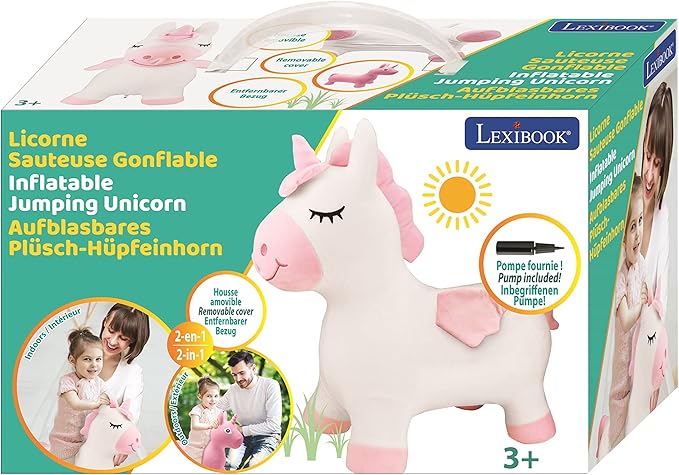 Lexibook BGP050UNI Inflatable Jumping Unicorn, for Indoor and Outdoor use