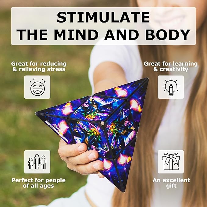 SHASHIBO Shape Shifting Box - Award-Winning, Patented Fidget Cube w/ 36 Rare Earth Magnets 70 Shapes,