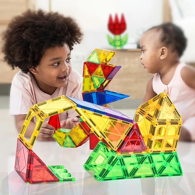 MAGBLOCK Magnetic Blocks - 32 Pcs Magnetic Tiles for Kids Ages 3-5 Magnet Blocks Tiles for Toddlers Magnetic Toys Educational Set