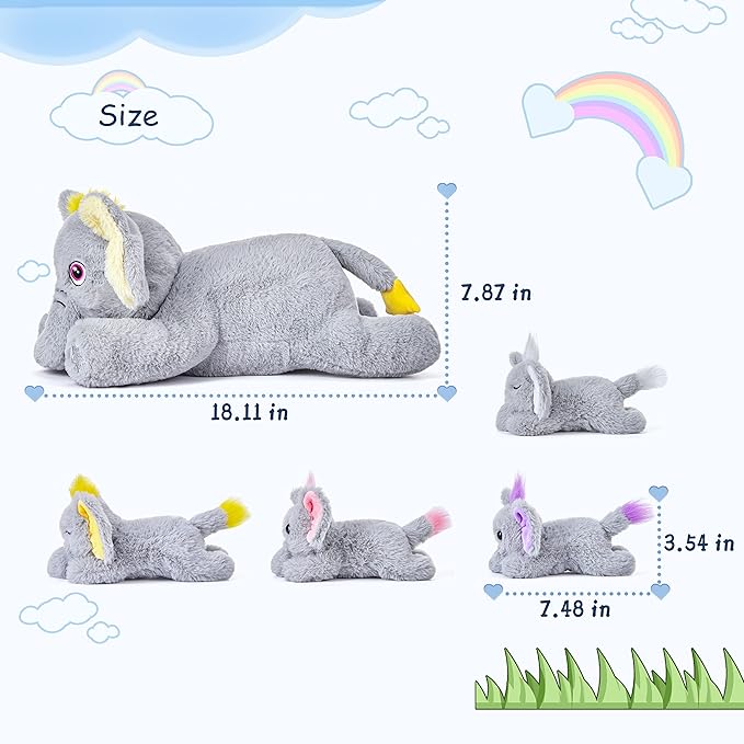IKASA Mommy Elephant Stuffed Animal Mom and Baby Plush Toy,Cute 18" Soft Small Mama Family Set Toy with Little Mini Babies