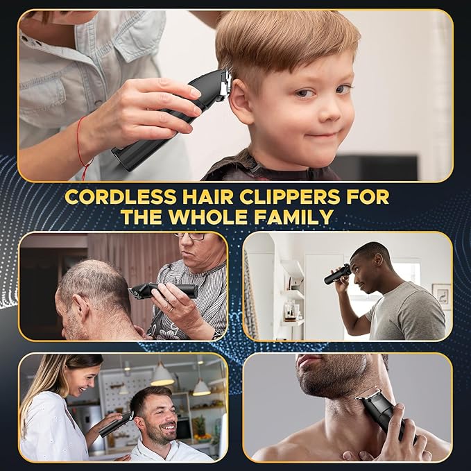 Professional Hair Clippers for Men Cordless Trimmers Kit with LED Display Beard Trimmer for Kid Cordless Beards Trimmer Haircut Grooming Kit Gift for Men Women Barber Kids (Black)