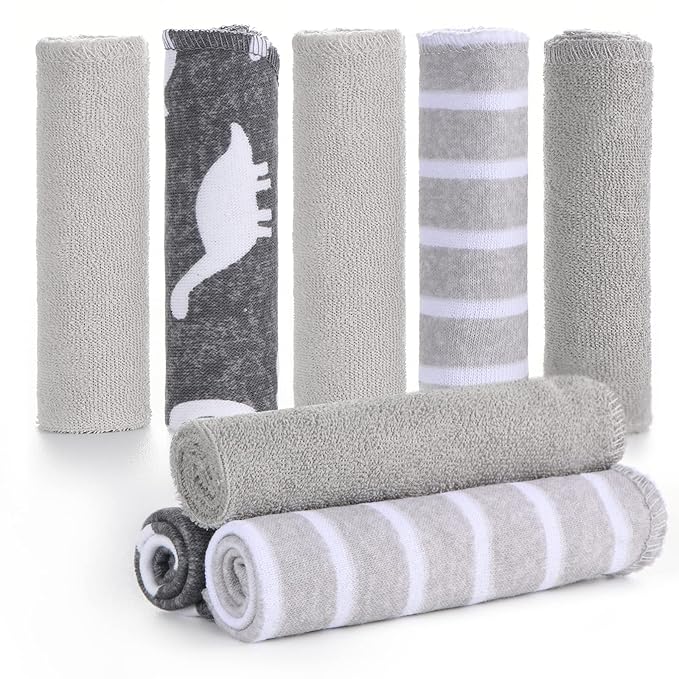 Baby Washcloths, Momcozy Ultra Soft Absorbent Towel 8pcs Newborn 10"x10" (Gray)