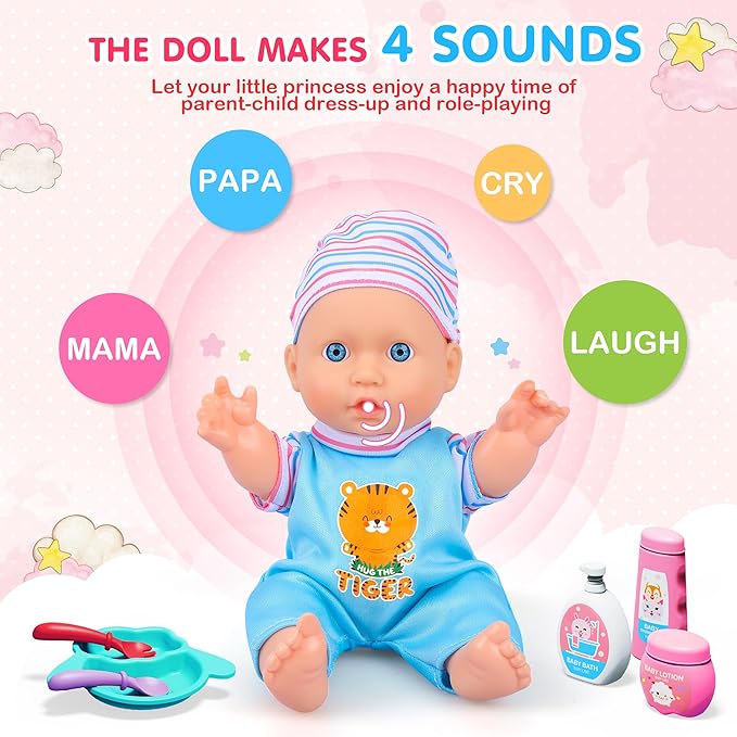 Baby Doll Care Toys, 30PCS Baby Doll Bath Set & Doctor Kit 3 4 5 6