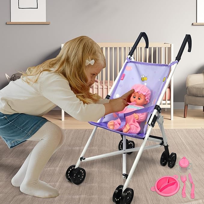Doll Stroller Toy Anivia Realistic Doll Stroller Heart Design Gifts