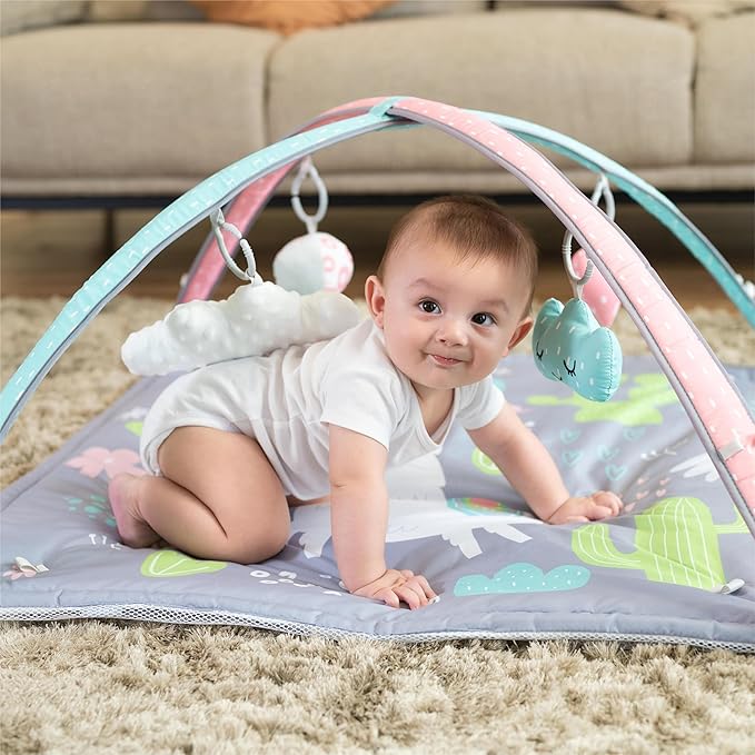 LADIDA Baby Play Gym, 3 Stage Activity Mat with Ball Pit Dome and STEM-Based Toys for Sensory and Motor Skill Development 10 Colorful