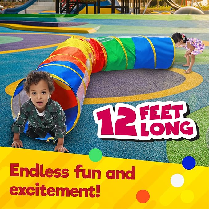 Hide N Side 2-Pack 6ft/12ft Crawl Through Play Tunnel Toy,