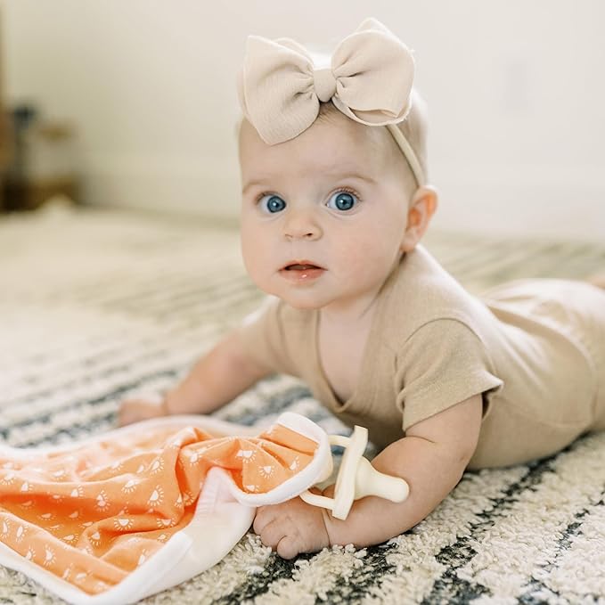 Dr. Brown's Lovey Blanket with Beaded Teether Ring and HappyPaci 100% Silicone One-Piece Pacifier, Soothing Security Blanket Set for Baby 0m+