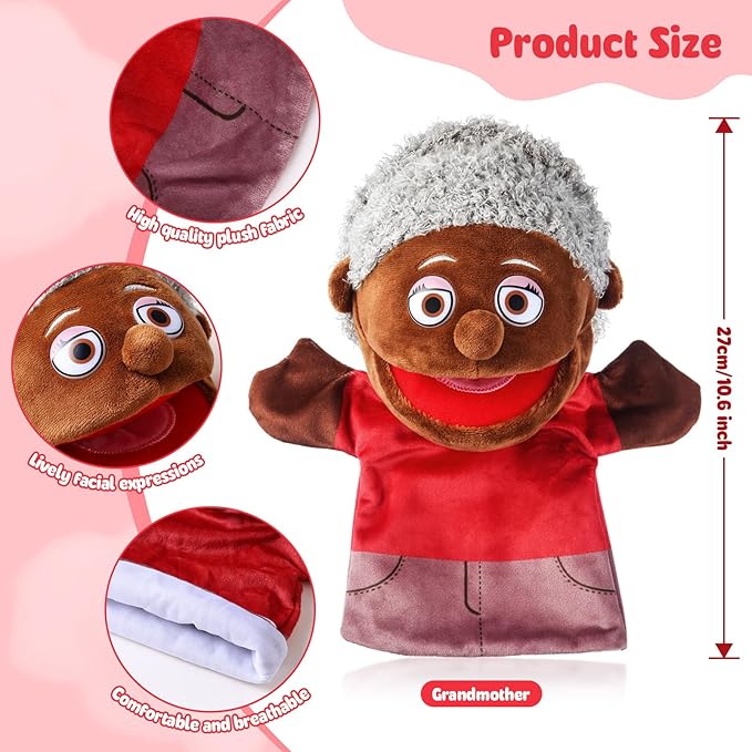 1 Pcs Family Hand Puppets 12 Inch Grandparents Mom Dad