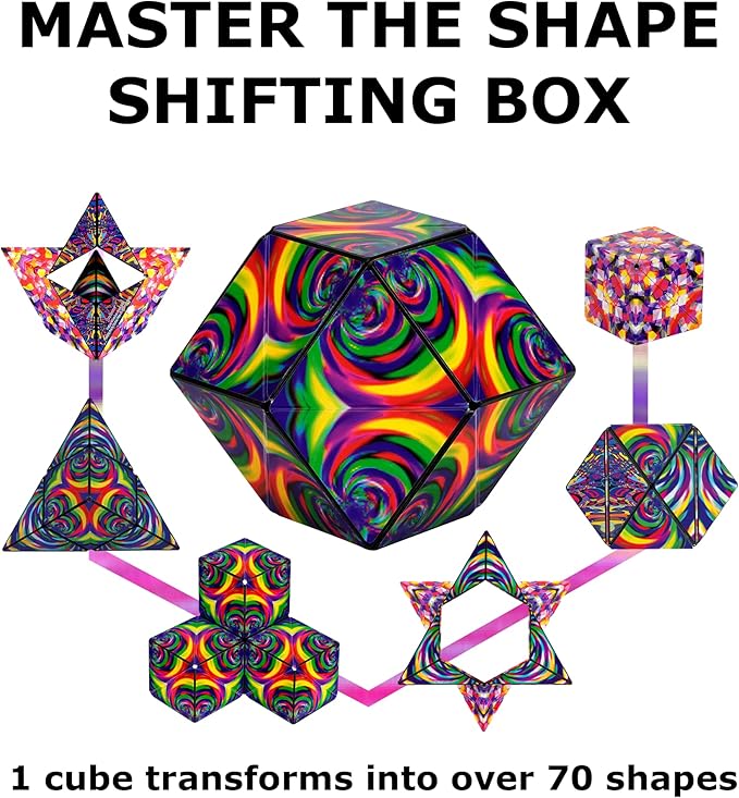 SHASHIBO Shape Shifting Box - Award-Winning, Patented Fidget Cube w/ 36 Rare Earth Magnets 70 Shapes,