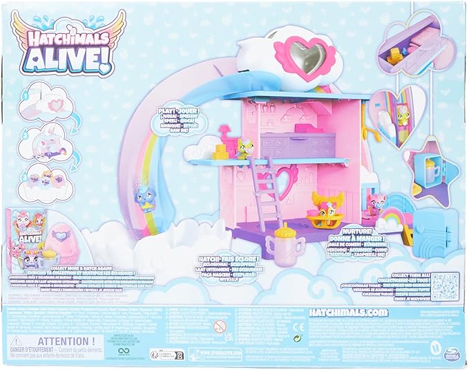 Hatchimals Alive, Hatchi-Nursery Playset Toy with 4 Mini Figures in Self-Hatching Eggs 13 Accessories, 3 and 4)