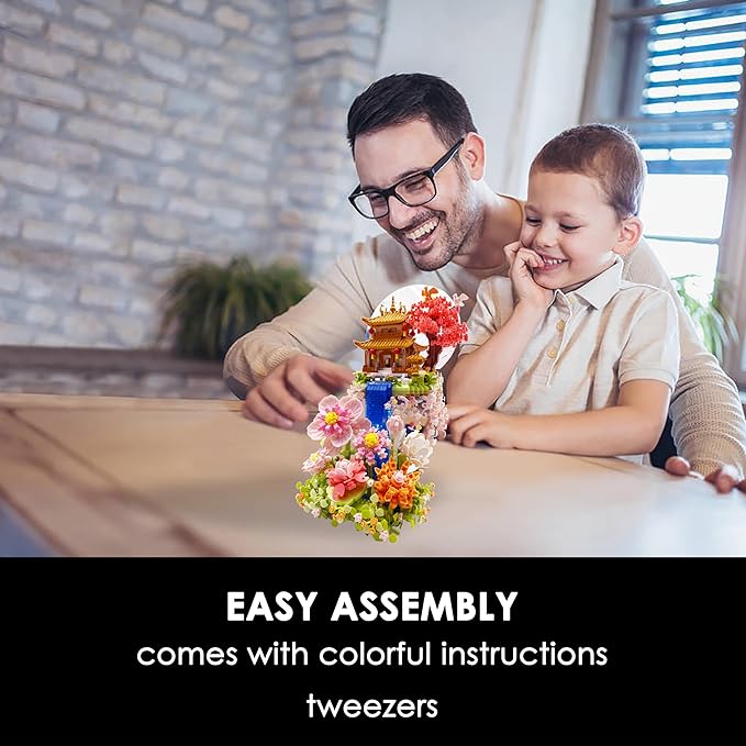 Micro Building Blocks Sets,Chinese Flower House Architecture and Cherry Blossom Bonsai Tree Building Toys for Adults,Japanese Sakura House Model,Creative Mini Bricks Gift for Kids 14+,2888 PCS