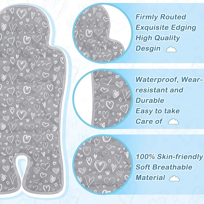 Pinkunn Gel Car Seat Baby Cooling Pad for Summer Breathable Stroller Cooler Pad Multifunctional Carseat Cooling Mat for Baby Child Dining Chair Safety Seat Stroller(Gray,Heart)