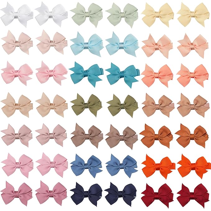 CLLOT Hair Bows, 42PCS 2" Fully Lined Bows Clips for Girls
