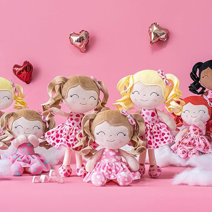 Gloveleya Soft Dolls Plush Figure Key Chain Curly Hair Red 12inches