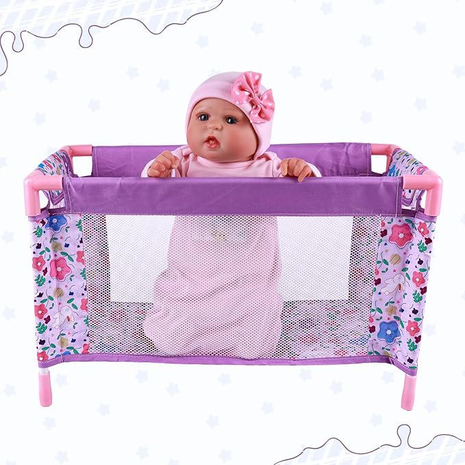 BABESIDE Reborn Baby Doll Crib, Baby Doll Bed 17-21 Inch