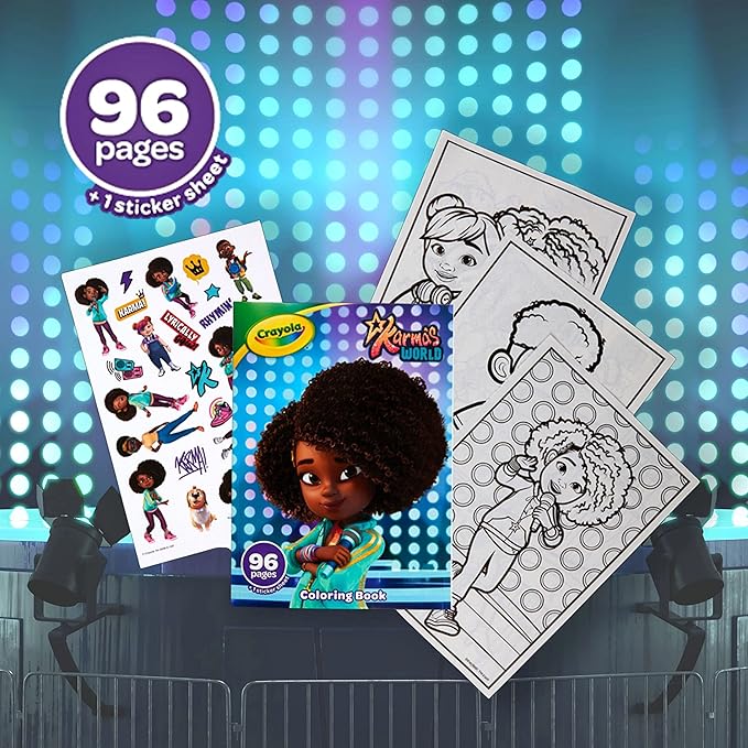 Crayola Karma's World Coloring Book, Stickers Included, Gift for Girls & Boys, 96 Pages