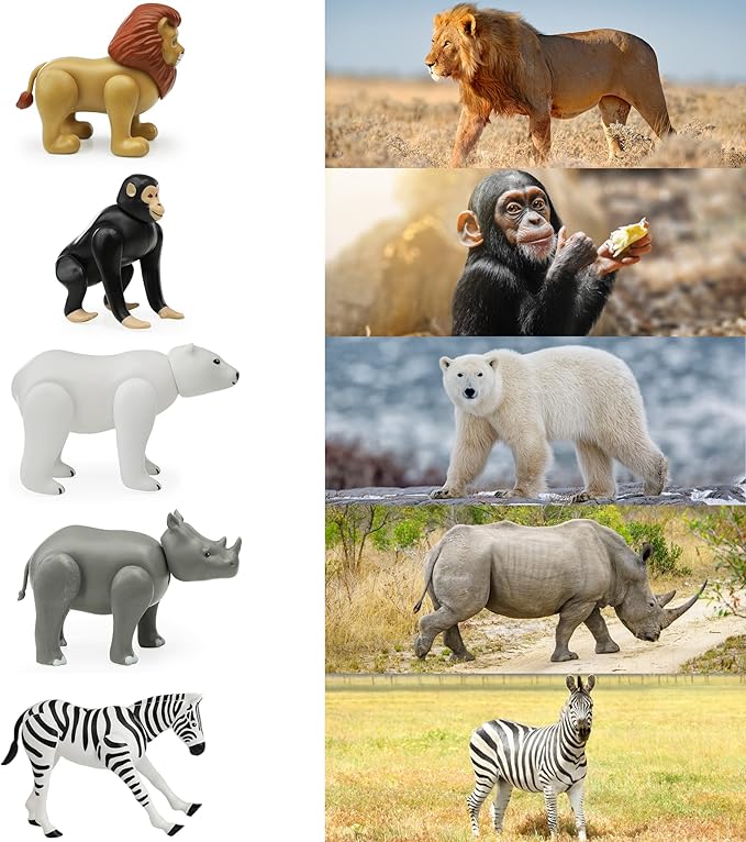 Beverly Hills Doll Collection Safari Animals Figures Set of 10, Safari Zoo Animal Toys for Toddlers
