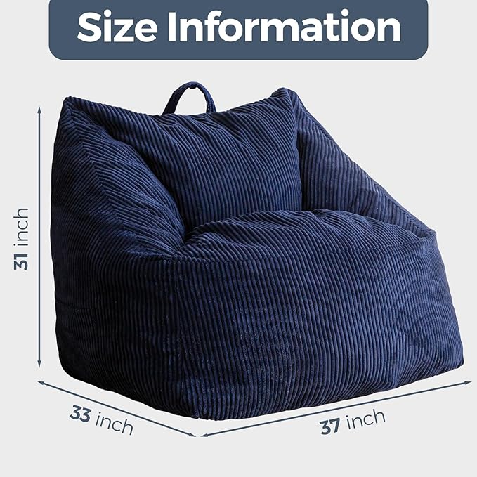MAXYOYO Bean Bag Chair, Floor Sofa with Handle, Bean Bag Chairs for Adults and Kids, Teens Living Room Bean Bag, Accent Sofa Chair with Pocket for Gaming Reading Relaxing