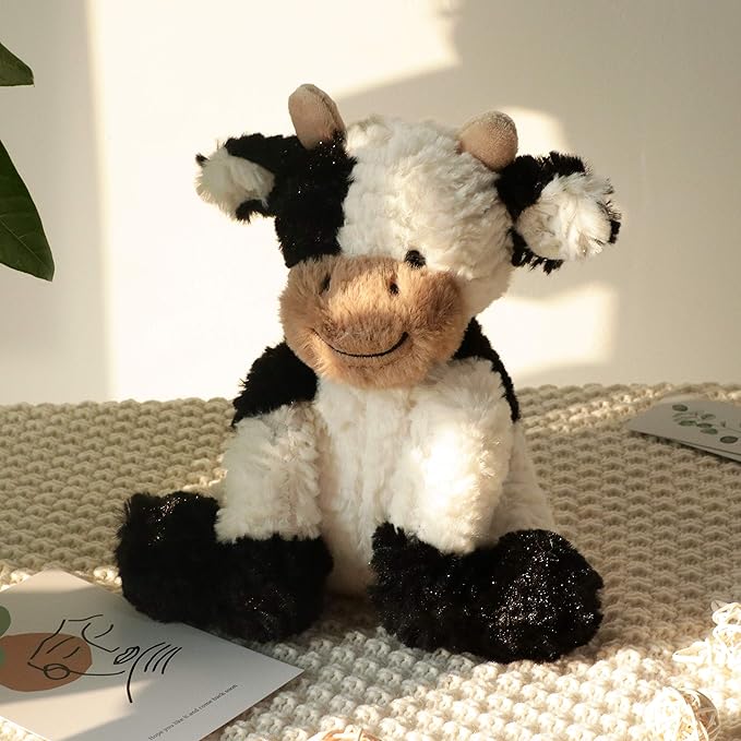 Hopearl Adorable Plush Cow Toy Floppy Dairy Cattle Soft Stuffed 9''