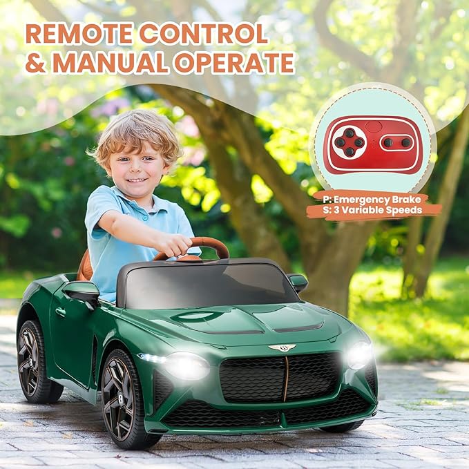 Hetoy Kids Ride On Car, Licensed Bentley Bacalar 12V Electric Vehicles w/Parent Remote Control 3 Speeds,