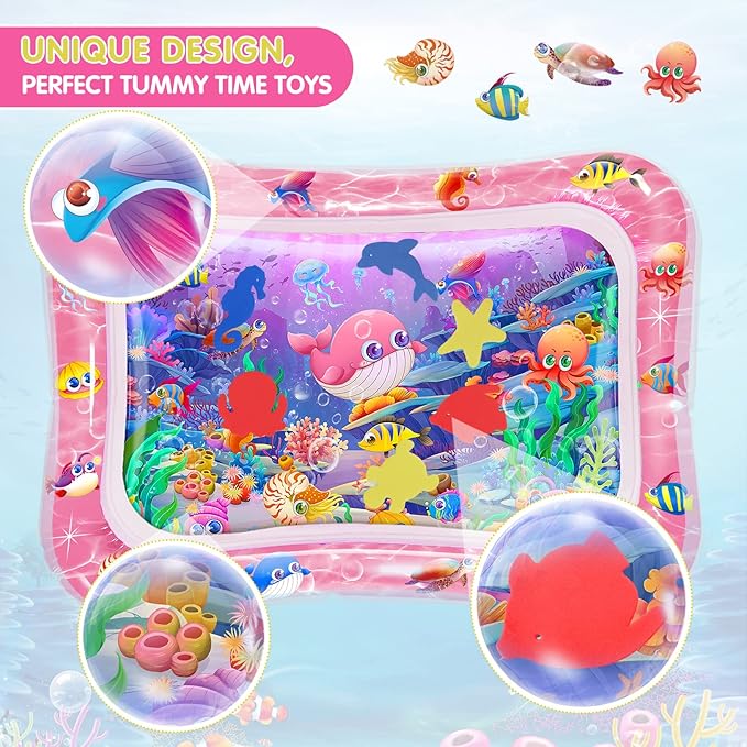 Infinno Tummy Time Mat Premium Baby Water Play Mat for Infants and Toddlers Baby Toys for 3 to 24 Months, Strengthen Your Baby's Muscles