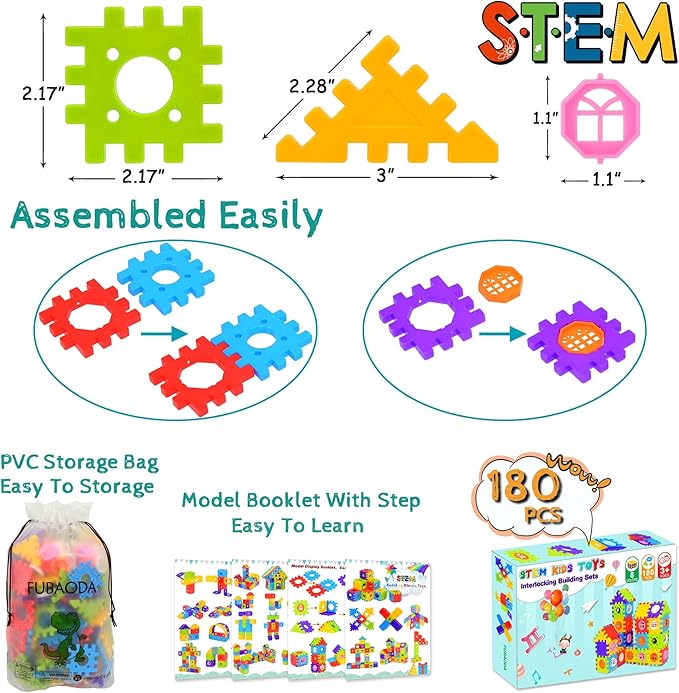 Building Blocks for Toddlers & Kids 180 Pcs Toy Building