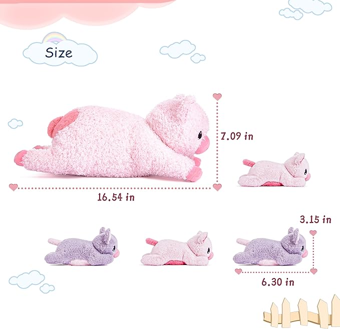 IKASA Mommy Pig Stuffed Animal Mom and Baby Plush Toy,Cute 16" Soft Small Fluffy Mama Family Set Toy with Little Mini Babies