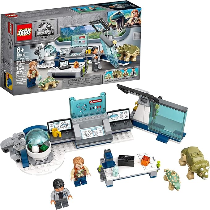 LEGO Jurassic World Dr. Wu's Lab: Baby Dinosaurs Breakout 75939 Fun Dinosaur Toy Building Kit, Featuring Owen Grady (164 Pieces)