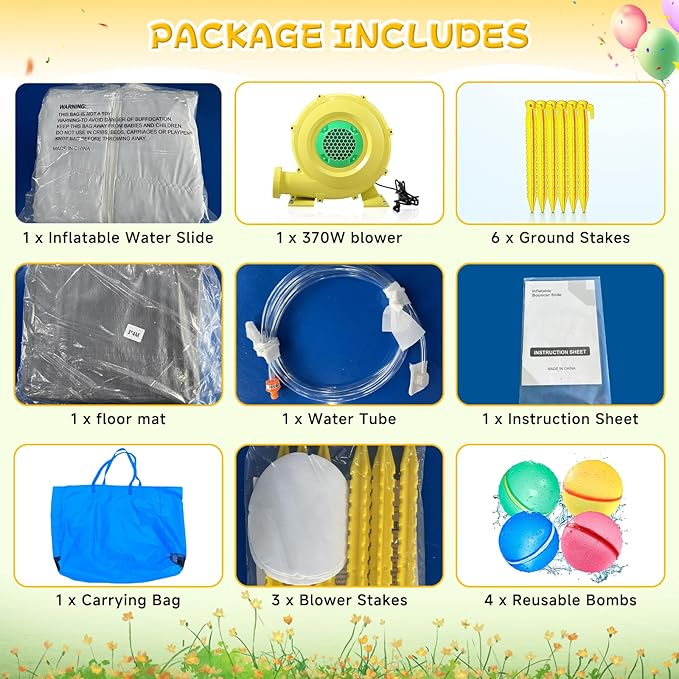 Inflatable Water Slide Bounce House for Kids Inflator Included, Blow