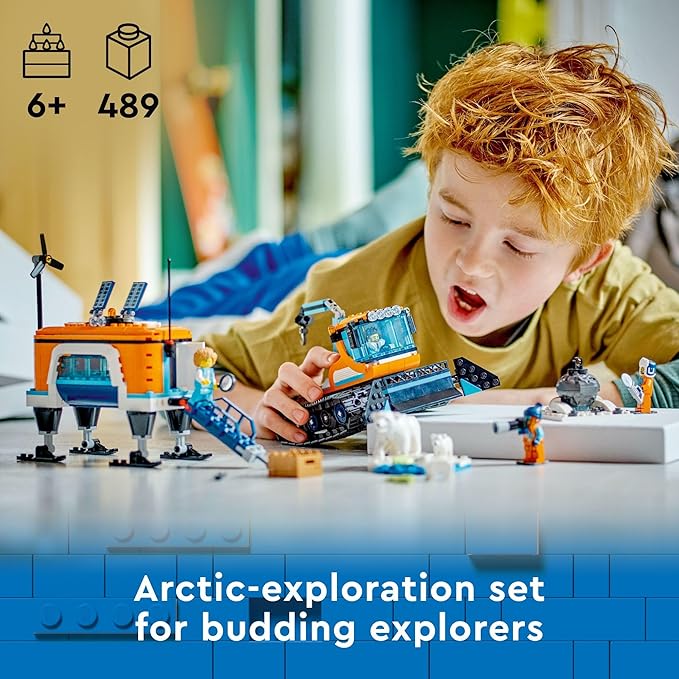 LEGO City Exploration Arctic Explorer Truck and Mobile Lab 60378 Building Set for Ages 6+ with a Tracked Vehicle, Laboratory on Skis 4 Minifigures 3 Polar