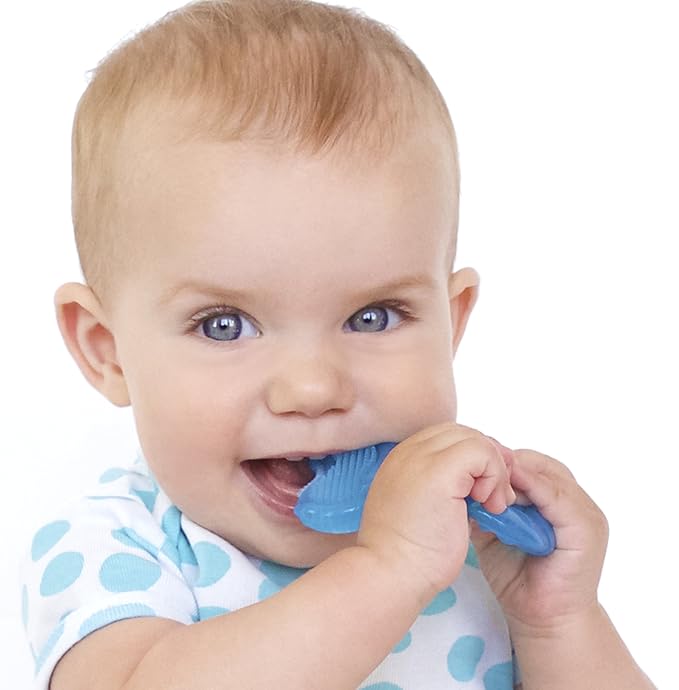 Nuby Silicone Teethe-EEZ Teether with Bristles, Includes Hygienic Case