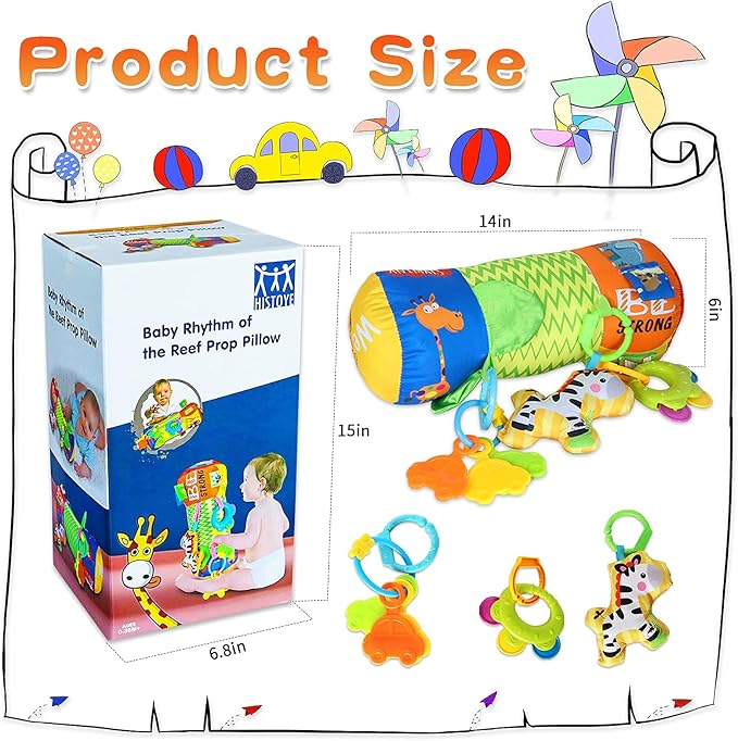 HISTOYE Baby Tummy Time Pillow Toy with Detachable Rattles Crawling 3-6 Months 6-12 Months 0 3 6 9 12 Months