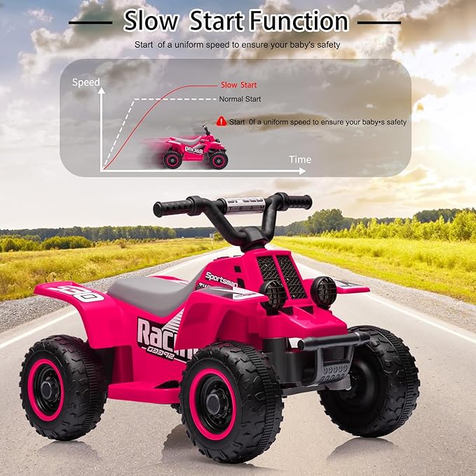 Hetoy 6V Kids Ride On Electric ATV, Ride Car with LED Headlights 1-3 Boys