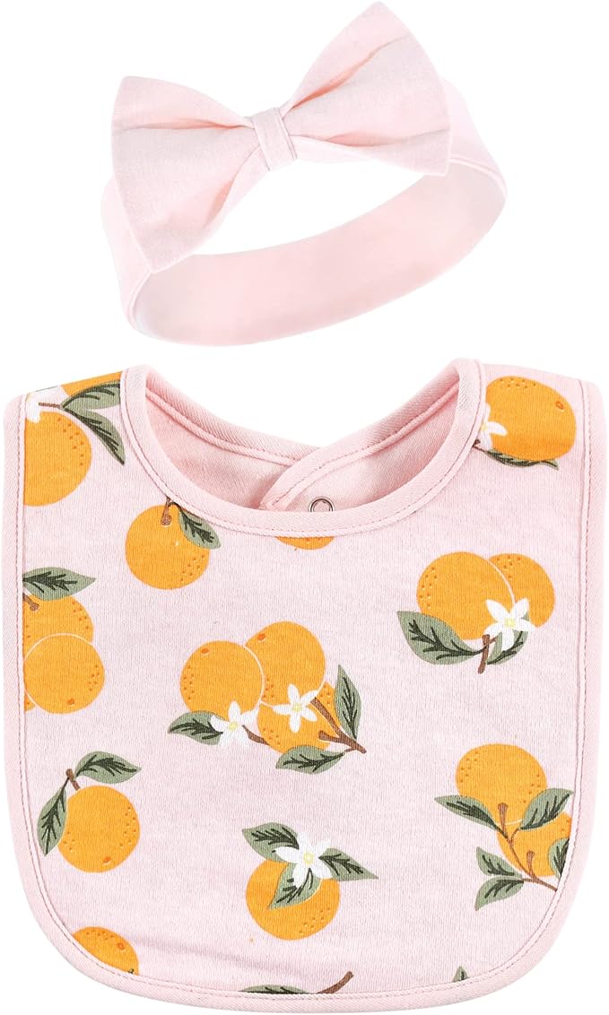 Hudson Baby Unisex BabyCotton Bib and Headband or Caps Set