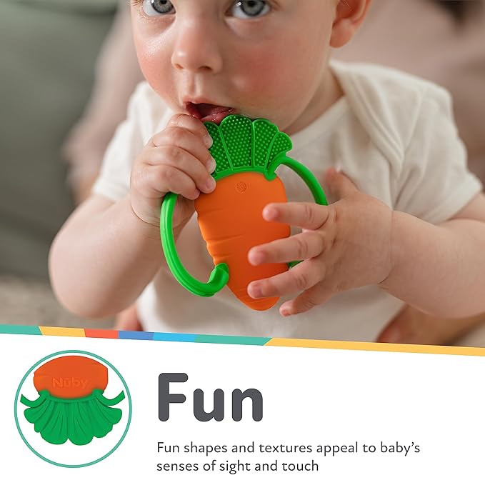 Nuby Veggie Teether for Teething Relief - Soft Baby Teething Toy 3+ Months