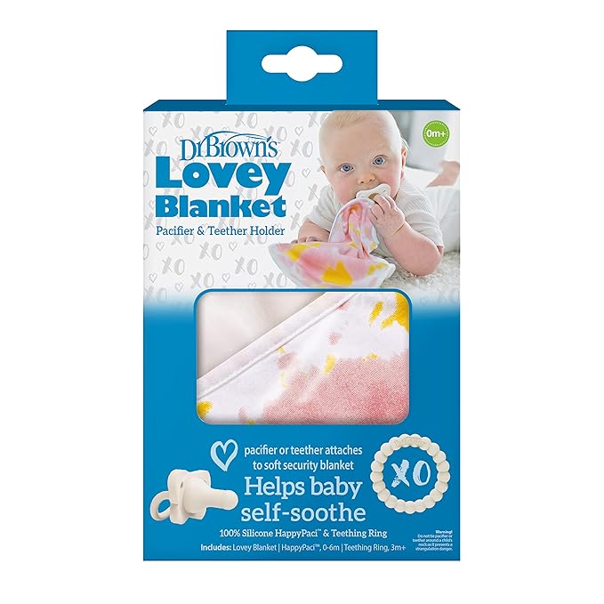 Dr. Brown's Lovey Blanket with Beaded Ring Teether and HappyPaci