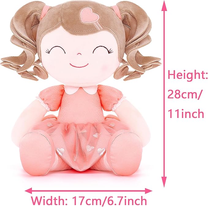 Gloveleya Baby Doll Gifts Plush Curly Girl Toys with Love 16" Orange