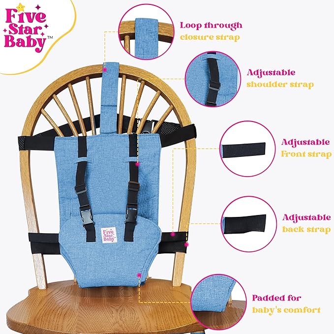 Travel Harness Seat for Toddlers - Portable High Chair for Travel | Baby Seat Harness for Golf Carts and Dining | Compact Chair for Babies - Blue
