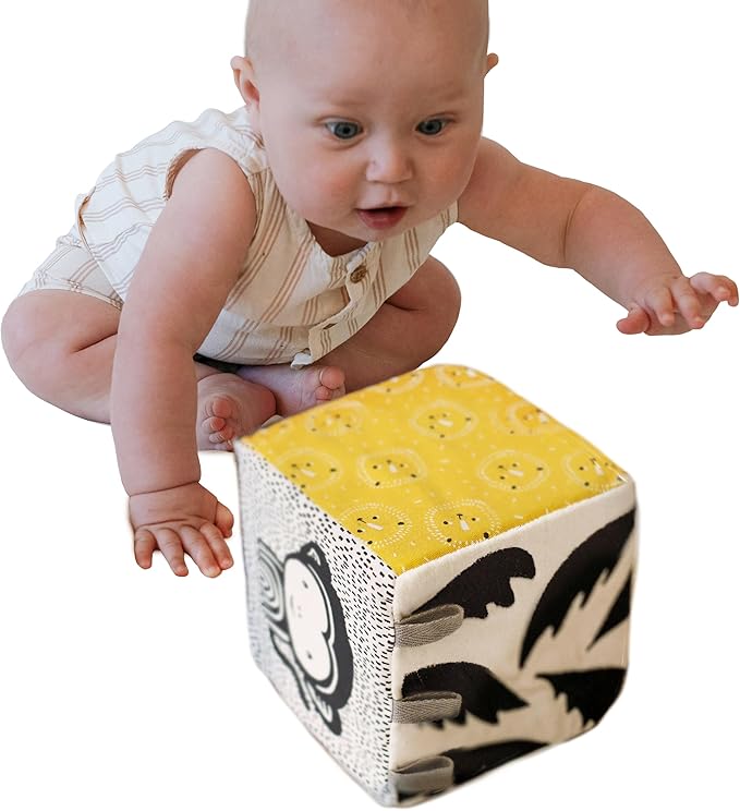 Wee Gallery Soft Block, Jungle - Sensory Stimulation Baby Toy 0-3-6-9-12-24 Months